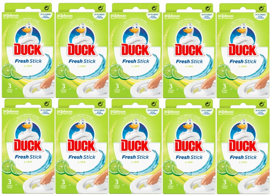 Duck Fresh Stick Lime gelové Wc proužky kostka na toalety Limetka 10x3 ks