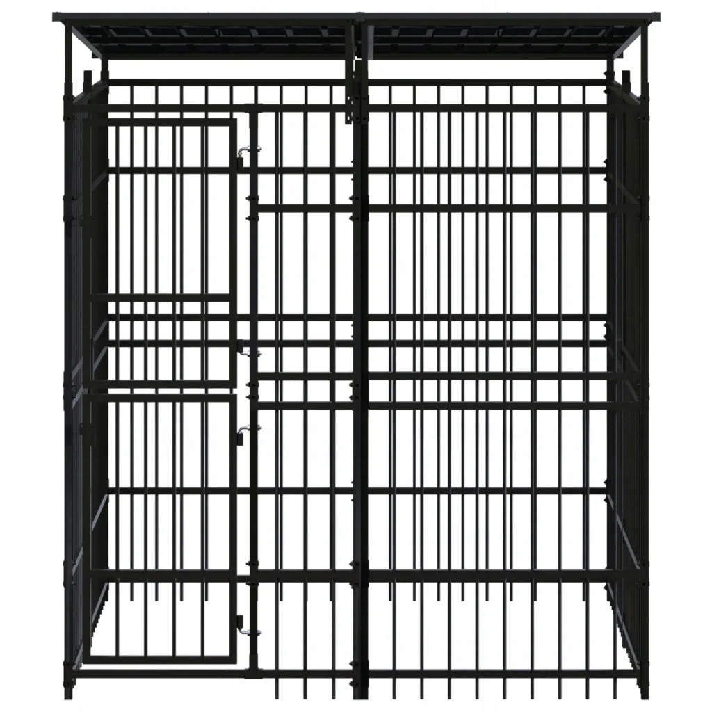 vidaXL Kotec venkovní pro psy, se zastřešením, ocelová, 3,69 m²