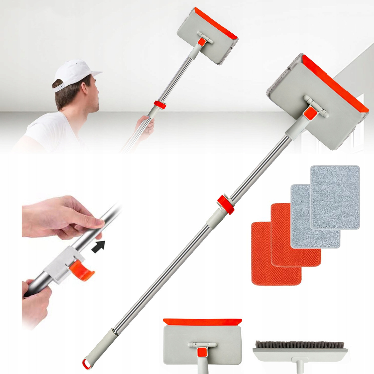 Do Mycia Sufitów Teleskopowya Mop Myjka Do Okien Szyb Z Ściągaczka+Szczotka