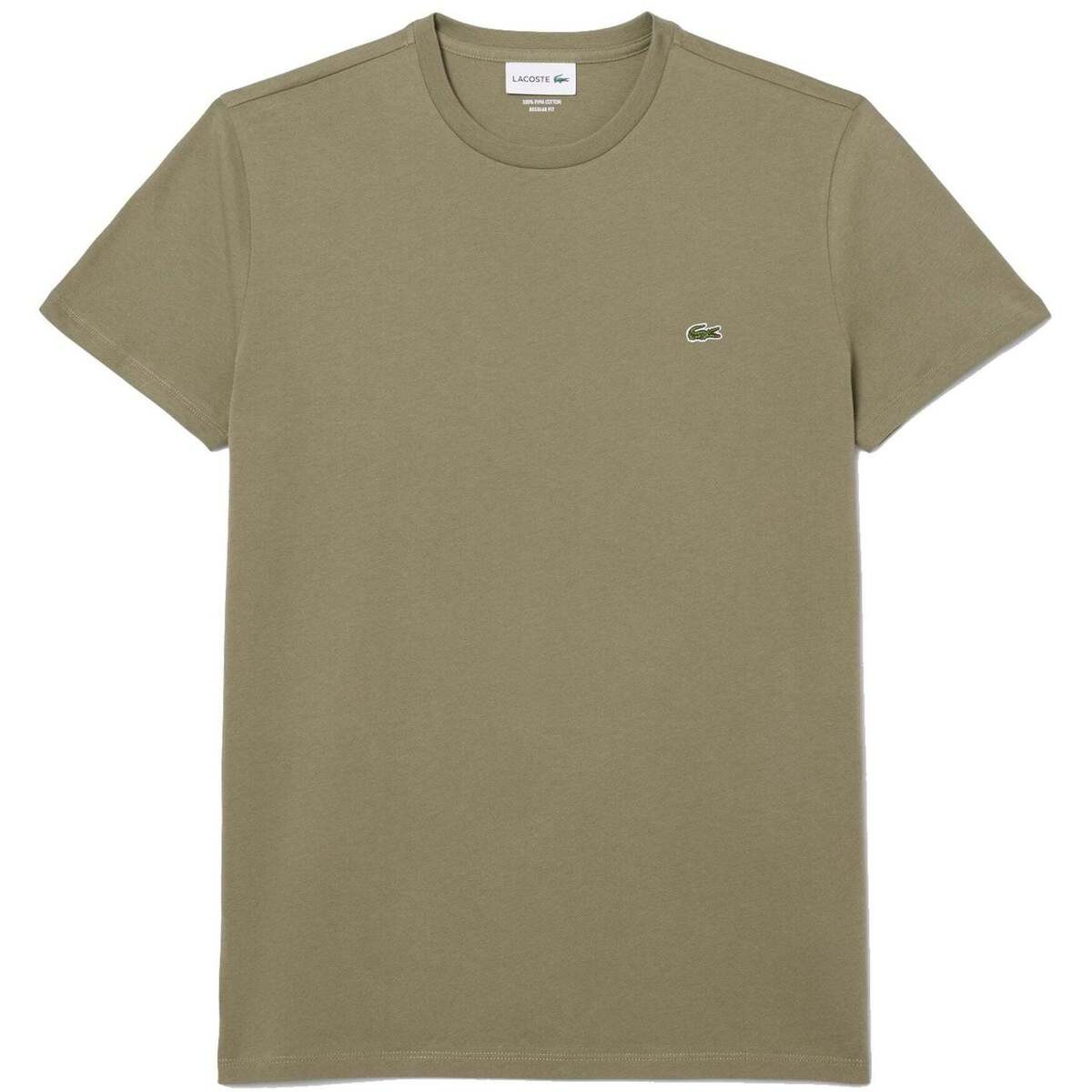 Lacoste  Cotton Pima Crew Neck T-Shirt Khaki Green  Zelená