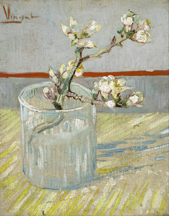 Vincent van Gogh Obrazová reprodukce Sprig of flowering almond in a glass (1888), Vincent van Gogh, 30 × 40 cm