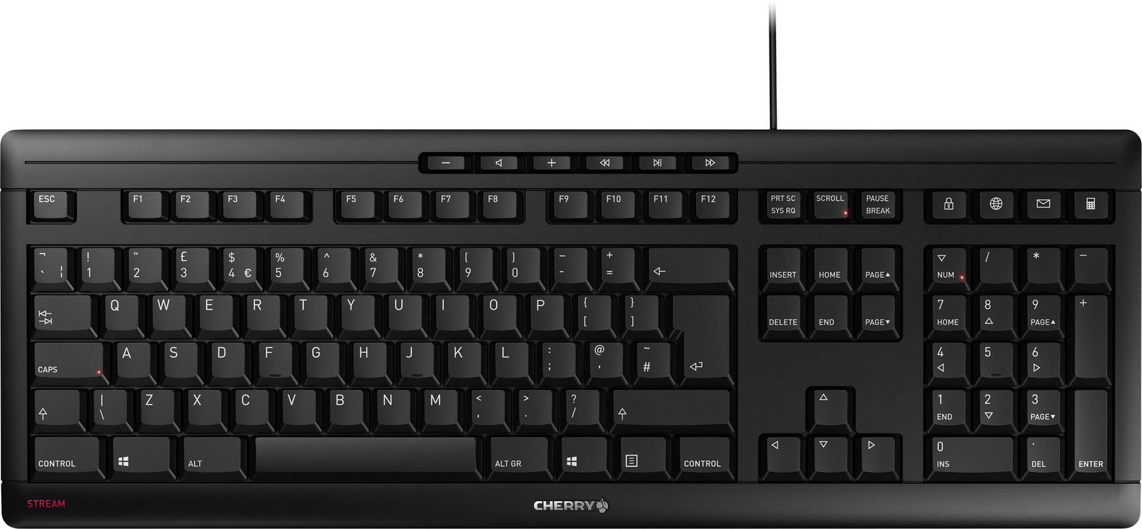 CHERRY Stream USB klávesnice UK anglická, QWERTY, Windows® černá