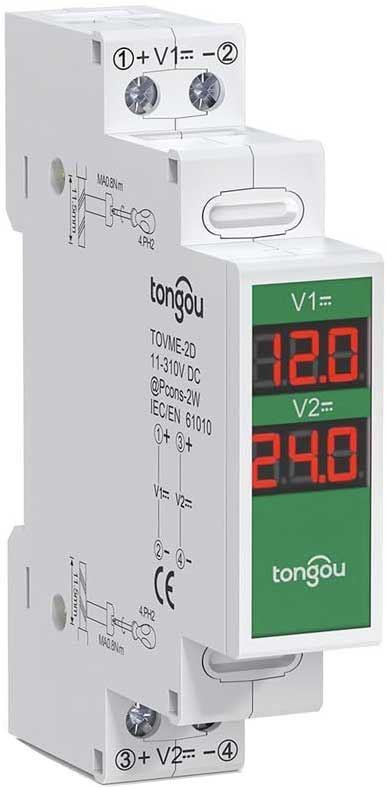 Voltmetr na DIN lištu TOVME-2D 2x 11-310VDC