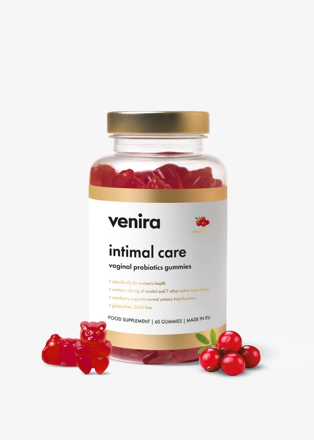 VENIRA intimal care - vaginal probiotics gummies, brusinka, 60 bonbónů