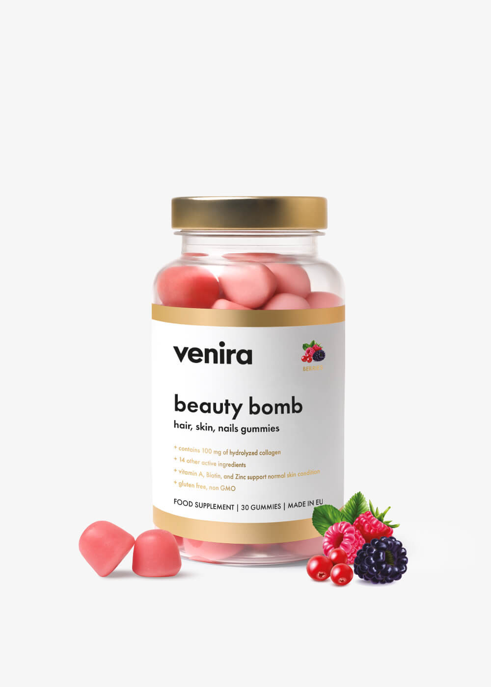 VENIRA beauty bomb - medvídci pro vlasy, nehty a pleť - lesní plody, 30 bonbónů