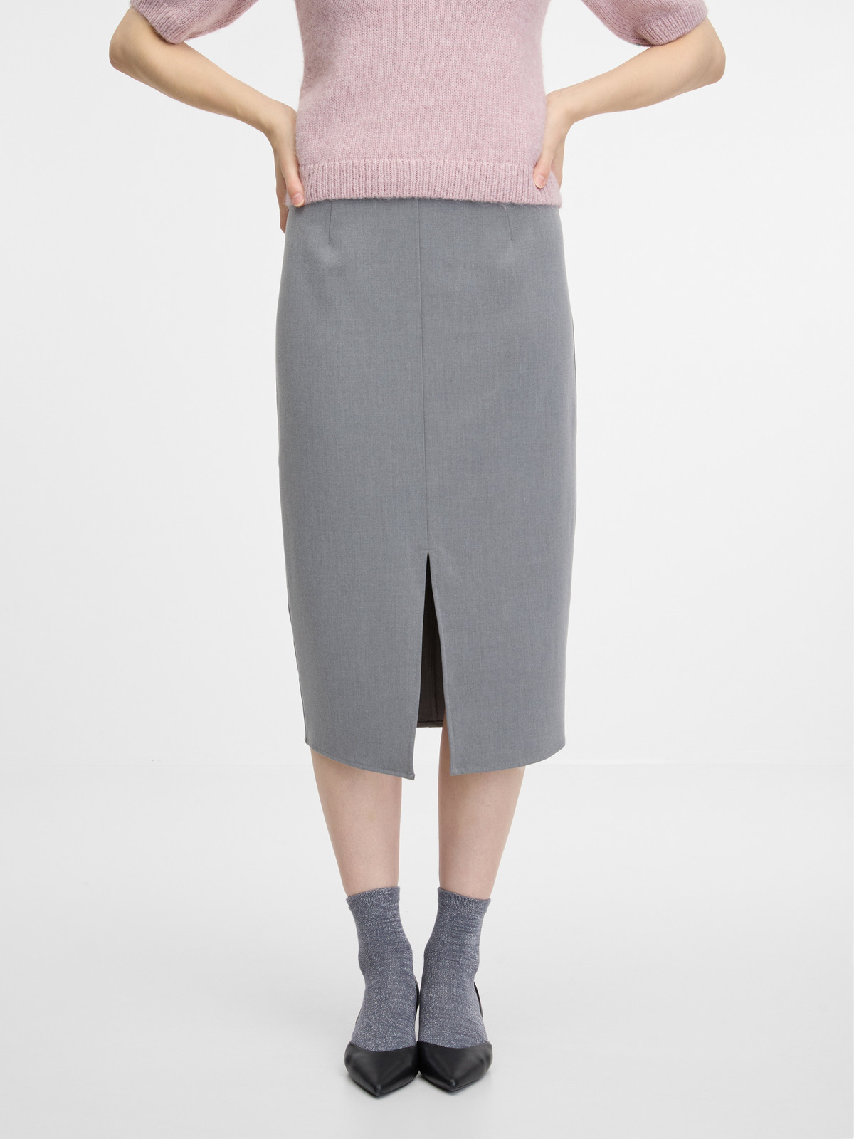 Šedá dámská pouzdrová midi sukně ORSAY - Dámské