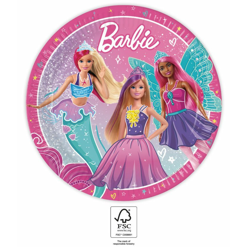 Barbie talíře papírové 23 cm 8 ks