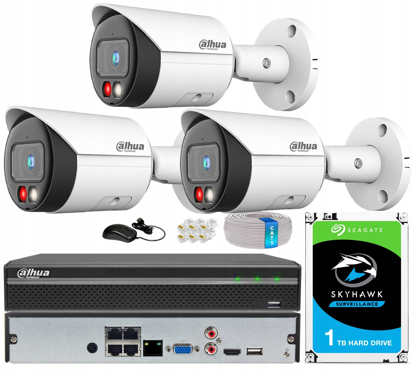 Ip monitorovací set 3 Kamery 8Mpx Dahua IPC-HFW2849S-S-IL-0280B Nvr