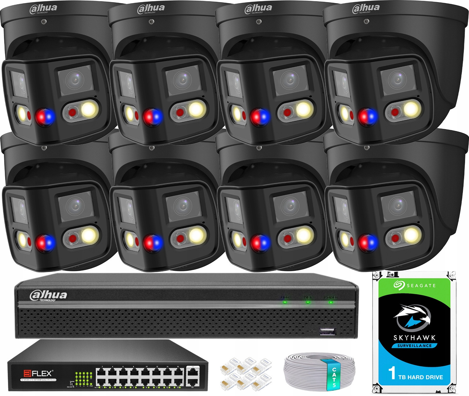 8Mpx monitorovací set TiOC 8 Ip kamer Dahua Smart Dual Light Den/Noc