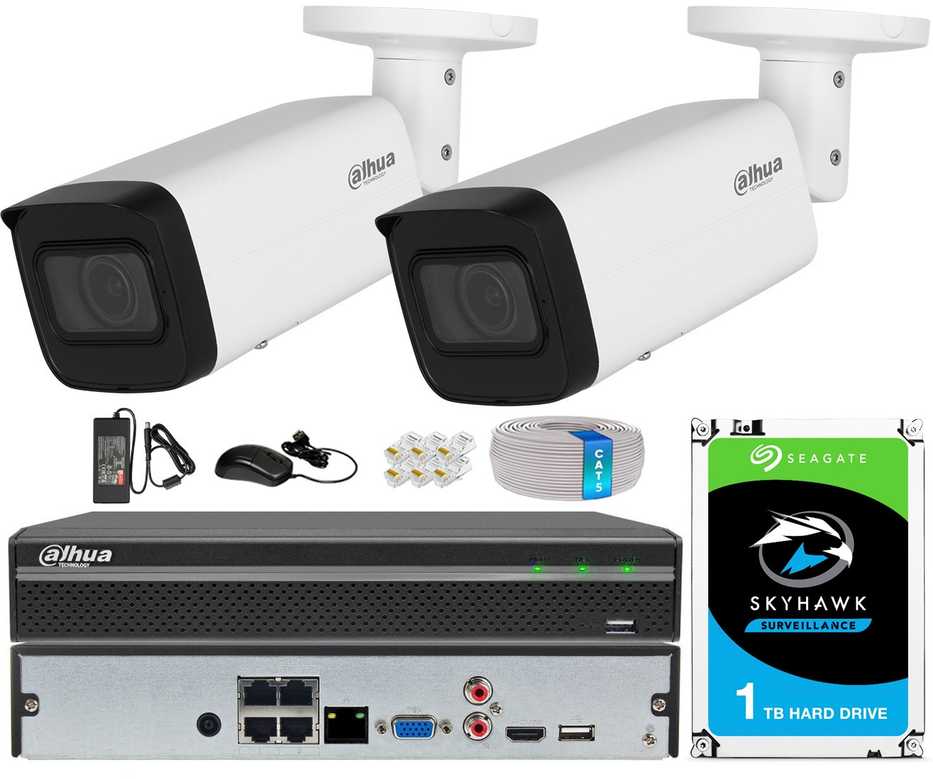 Monitorovací sada Dahua 2 Kamery 4MPX Motozoom x5 Ir 60m 1TB rekordér