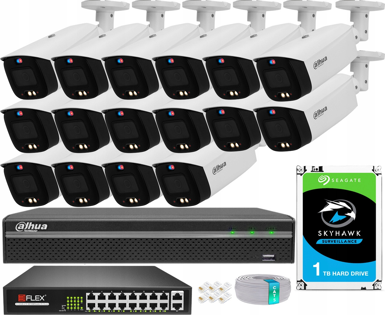 8Mpx monitorovací set TiOC 16 Ip kamer Dahua Smart Dual Light Den/Noc