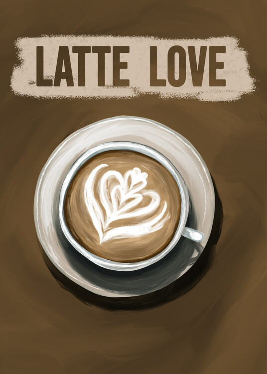 EMELIEmaria Ilustrace Latte Love, EMELIEmaria, 30 × 40 cm