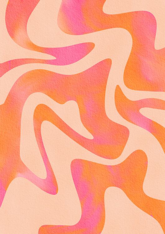 Baroo Bloom Ilustrace Abstract Wave - Peach Fuzz, Baroo Bloom, 30 × 40 cm