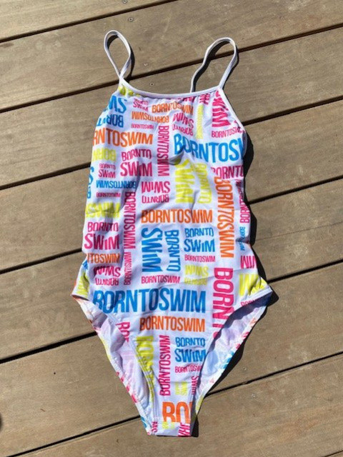 Dámské plavky BornToSwim Logo Swimsuit Rainbow 4XL - UK44
