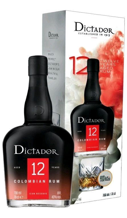 Rum Dictador 12y + 1 sklo gb 40%0.70l