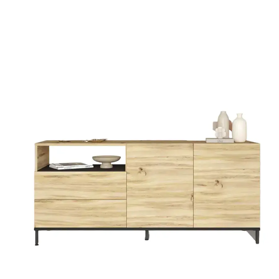 Casarredo Komoda PONDER 4-dveřová, barva dub Left/černá