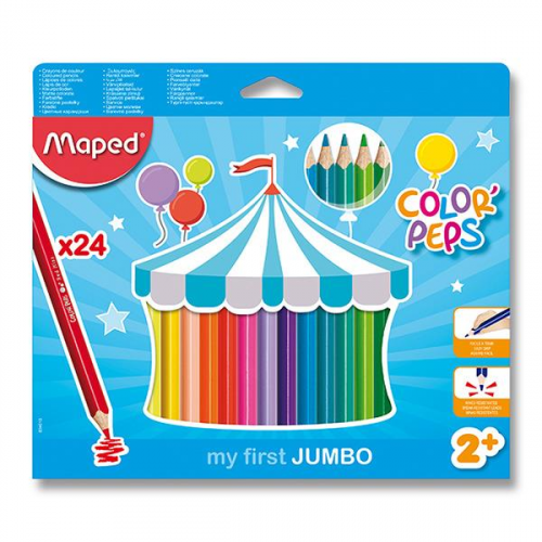 Bez určení výrobce | Pastelky trojboké Maped Jumbo Color' Peps 24 ks,BL
