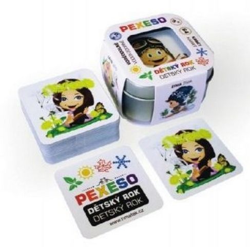 Pexeso dětský rok voděodolné 64 karet v plechové krabičce 6x6x4cm Hmaťák