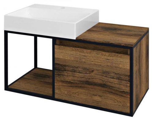 SAPHO SKARA umyvadlová skřňka 100x49,5x46,5cm, černá mat/dub Collingwood CG004