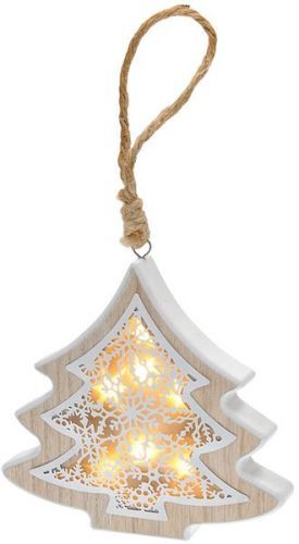 Solight LED vánoční stromek, dřevěný dekor 6LED teplá bílá