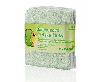 Bambusové koupací žínky 25 x 25 cm 4 ks Green / zelená