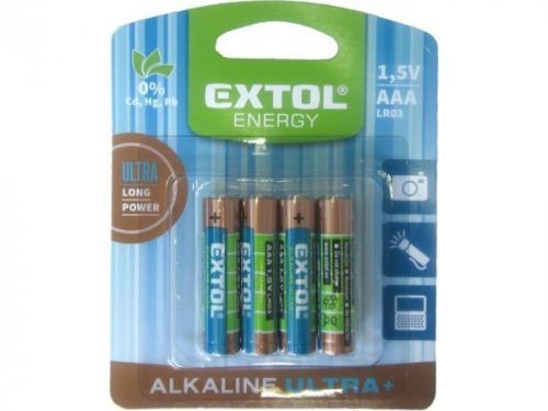 Baterie Extol alkalické 4ks LR03 (AAA, mikrotužka)