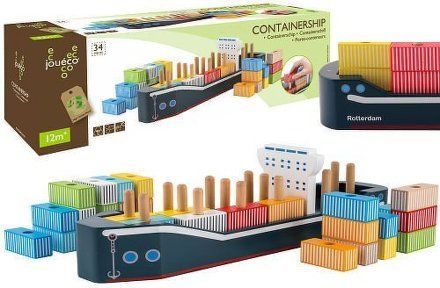 Jouéco dřevěná kontejnerová loď 34ks 24m+