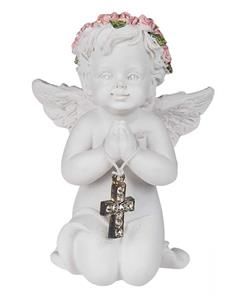 Andělíček s křížkem klečící modlící se 7 x 5 cm