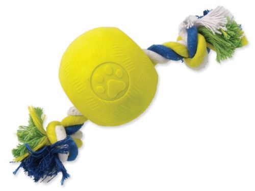 Hračka DOG FANTASY Strong Foamed míček gumový s provazem 9,5 cm
