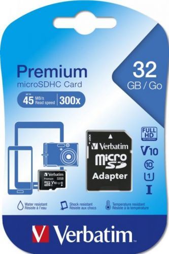 Verbatim Premium microSDHC 32GB UHS-I V10 U1 + SD adaptér