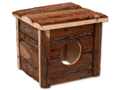Domek SMALL ANIMALS dřevěný s kůrou 15,5 x 15,5 x 14 cm