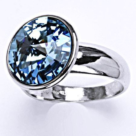ČIŠTÍN s.r.o Prsten stříbrný se Swarovski krystalem,stříbro,akvamarin T 1372 6498
