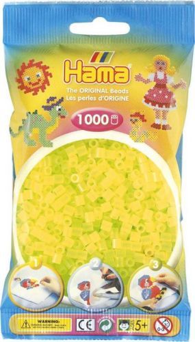 Hama Midi - neonové žluté korálky - 1000 Ks