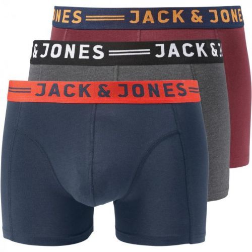 JACK & JONES Boxerky 'LICHFIELD'  námořnická modř / šedá džínová / burgundská červeň