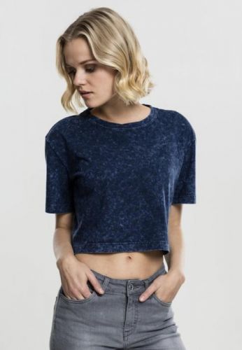 Ladies Random Wash Short Oversize Tee - indigo L