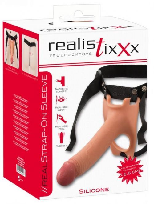 Realistixxx Strap on - hinged, hollow, lifelike dildo (natural)