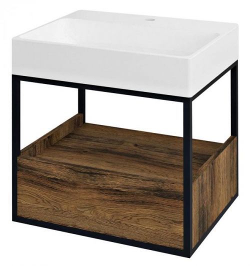 SAPHO SKARA umyvadlová skřňka 59x49,5x46,5cm, černá mat/dub Collingwood CG002