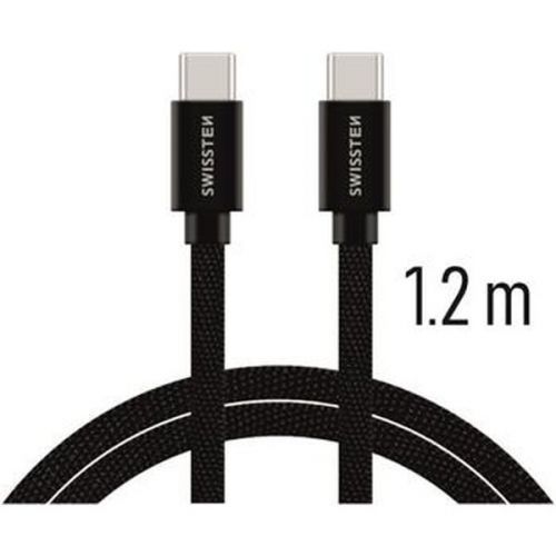 Datový kabel swissten textile usb-c / usb-c 1,2 m černý