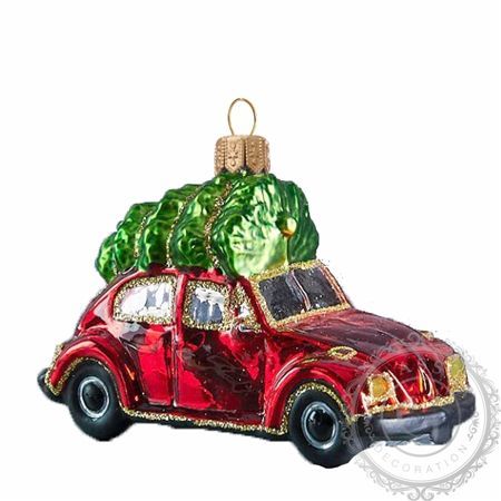 Vánoční ozdoba autíčko se stromkem