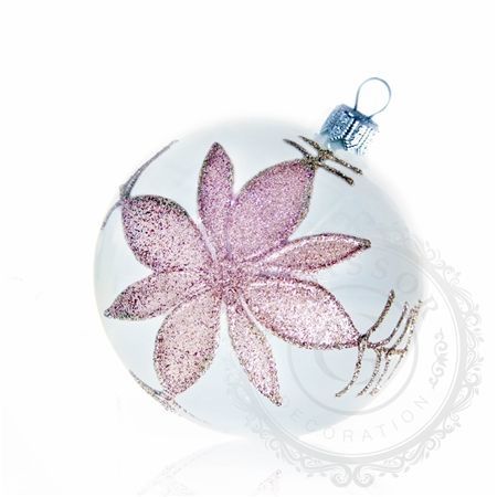 Vánoční koule perleťová s květinou