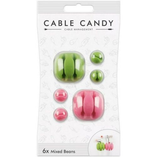 Cable Candy Mixed Beans kabelový organizér 6 ks zelený a růžový