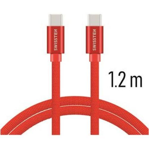 Datový kabel swissten textile usb-c / usb-c 1,2 m červený