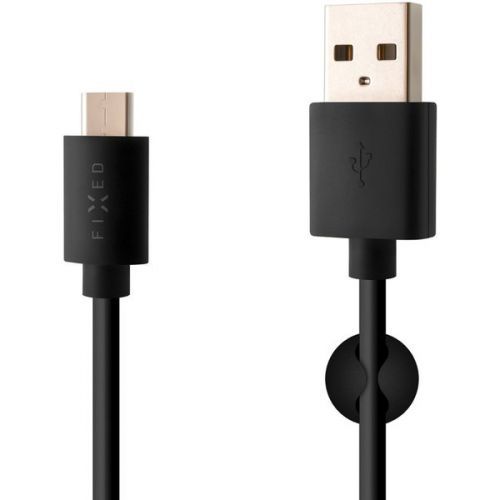 Dlouhý datový a nabíjecí kabel FIXED s konektory USB/USB-C, USB 2.0, 2 metry, černý