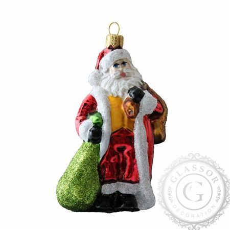 Skleněná figurka Santa s pytlem