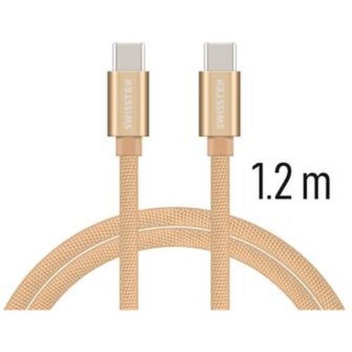Datový kabel swissten textile usb-c / usb-c 1,2 m zlatý