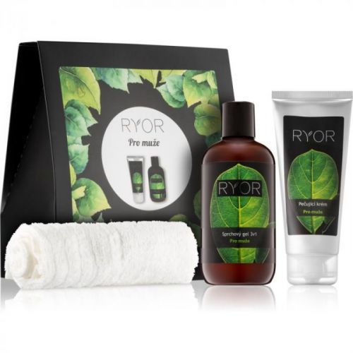 Ryor Pro muže sprchový gel 3v1 250 ml + pečující krém po holení 100 ml + froté ručník 30 x 50 cm, kosmetická sada