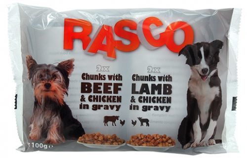 Kapsička Rasco Dog kuřecí a hovězí/ jehněčí a kuřecí 4x100g