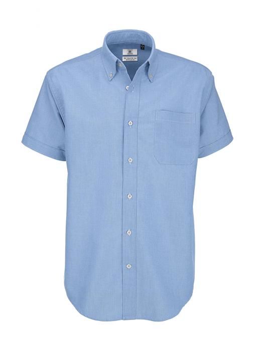 Košile pánská B&C Oxford s krátkým rukávem - světle modrá
