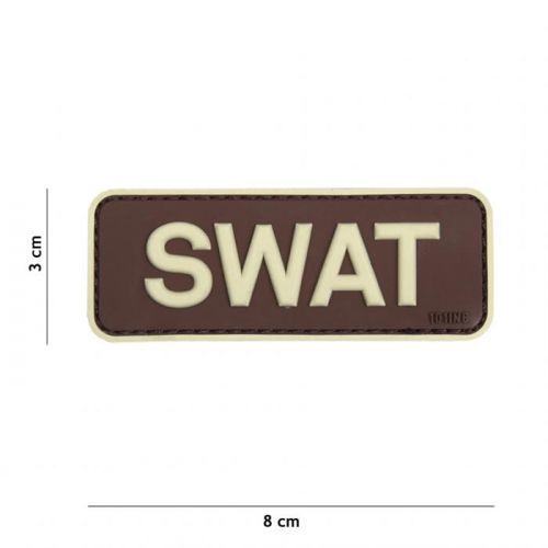 Gumová nášivka 101 Inc nápis SWAT - hnědá
