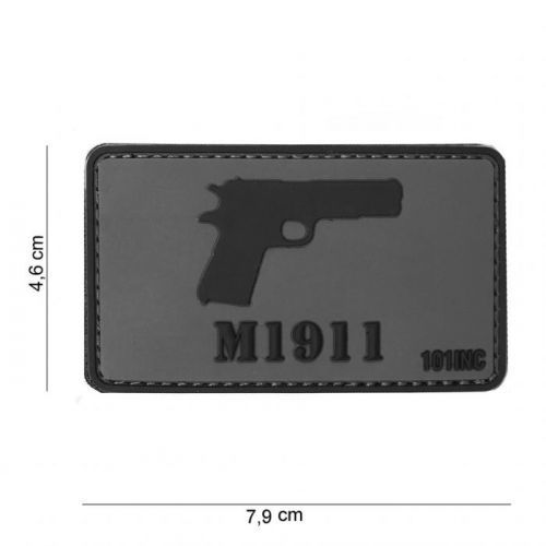 Gumová nášivka 101 Inc zbraň M1911